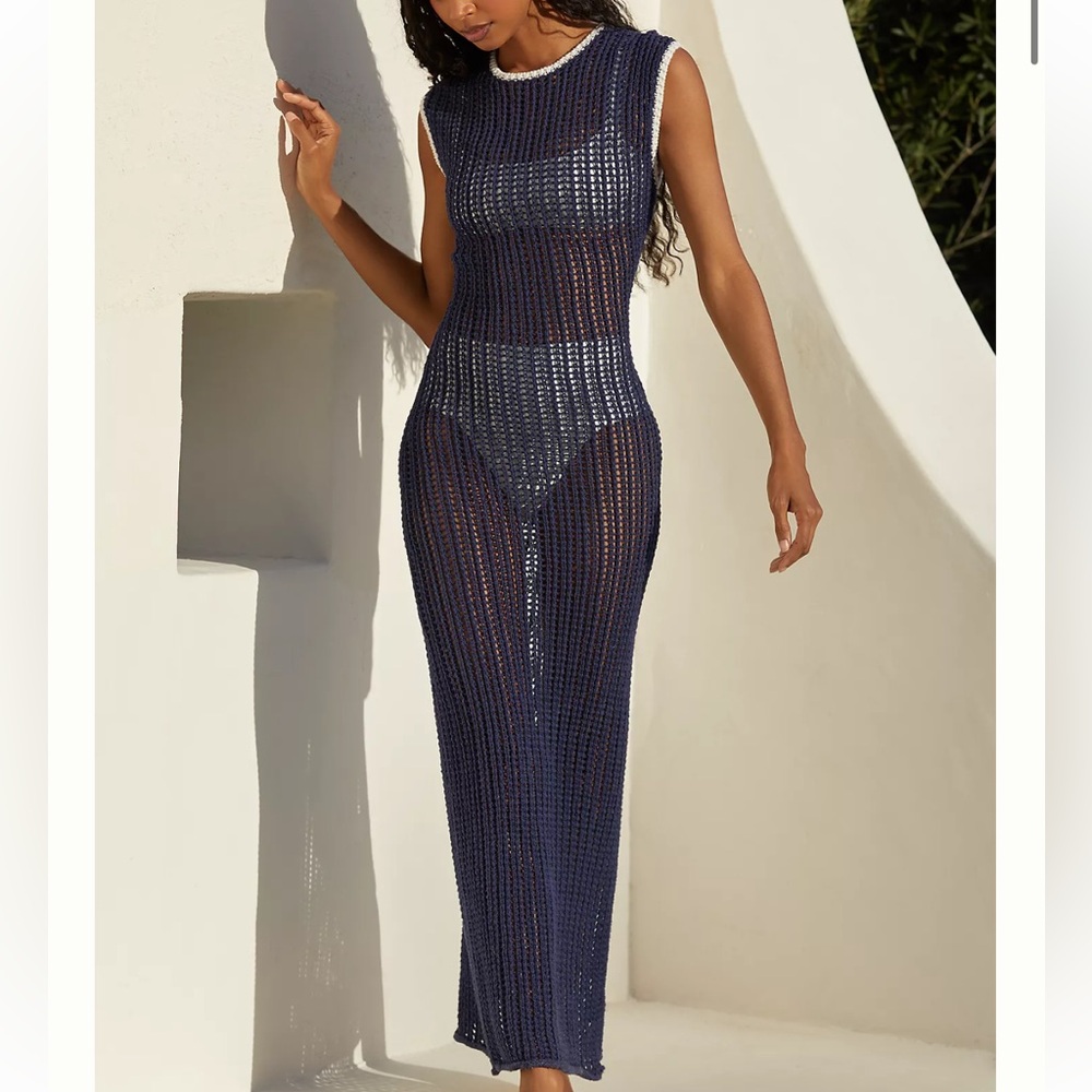 La Porte Halse Cloud-Knit Reversible Sheer Maxi Dress